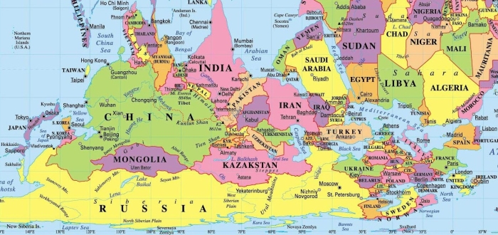 Перевёрнутая карта Евразии