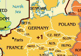 Карта часового пояса Германии
