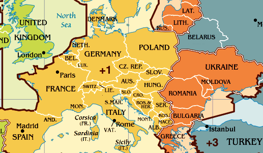 Часовой пояс Чехии. Карта Часового пояса Чехии.