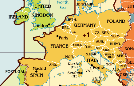 Часовой пояс Франции. Карта часового пояса Франции.