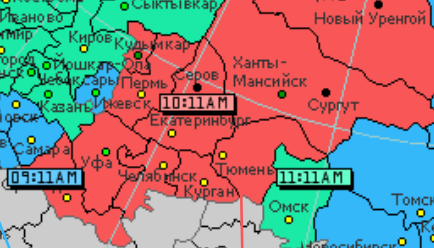 Часовой пояс Оренбурга. Карта часового пояса Оренбурга.