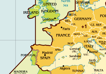 Часовой пояс Португалии. Карта часового пояса Португалии.