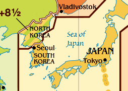 Карта часового пояса Японии.
