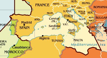 Часовой пояс Туниса. Карта часового пояса Туниса.
