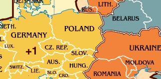 Карта часового пояса Польши