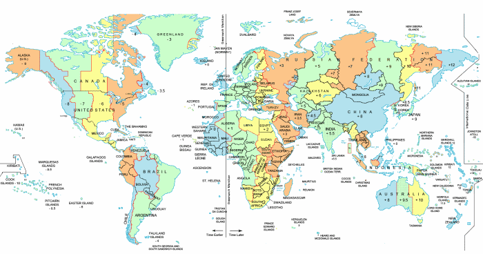 Карта поясного времени мира
